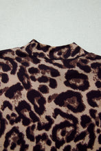 Load image into Gallery viewer, Khaki Leopard High Neck Long Sleeve Western Slim Top

