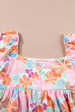 Cargar imagen en el visor de la galería, Pink Floral Puff Sleeve Square Neck Babydoll Blouse
