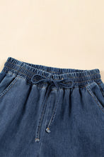 Load image into Gallery viewer, Dark Blue Drawstring Elastic Waist Wide Leg Jeans
