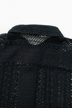 Cargar imagen en el visor de la galería, Black Lace Crochet Collared Tunic Oversized Shirt
