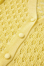 Load image into Gallery viewer, Yellow Pointelle Knit V Neck Sweater Cardigan
