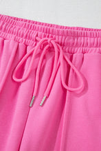 Cargar imagen en el visor de la galería, Bright Pink Solid Seamed Zipper Jacket and Drawstring Waist Pants Set
