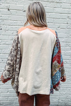 Load image into Gallery viewer, Multicolour Asymmetric Printed Patchwork Sleeve Peace Desert Graphic Top
