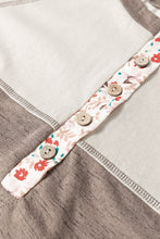 Load image into Gallery viewer, Colorblock Floral Patchwork Flared Sleeve Buttons Henley Top
