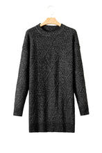 Cargar imagen en el visor de la galería, Black Cable Knit Drop Shoulder Loose Fit Sweater Dress
