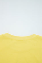 Load image into Gallery viewer, Yellow Cream Drop Shoulder Puff Sleeve Crop Pullover Drawstring Wide Leg Pants Set
