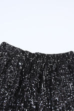 Cargar imagen en el visor de la galería, Black Sequin Straight Leg High Waist Casual Shorts
