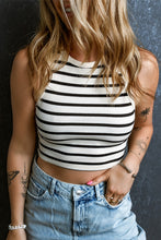 Cargar imagen en el visor de la galería, Apricot Stripe Round Neck Cropped Slim Tank Top
