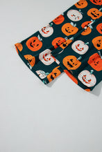 Cargar imagen en el visor de la galería, Orange Halloween Pattern Short Sleeve Shirt Pajama Set
