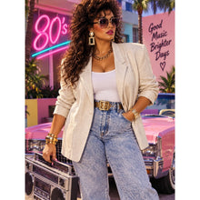 Cargar imagen en el visor de la galería, Vintage Classic Cream Linen-Blend Women's Blazer - Timeless Tailored Jacket

