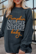 Load image into Gallery viewer, Dark Grey Halloween Pumpkin Spice Baby Graphic Textured Sweatshirt
