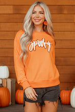 Load image into Gallery viewer, Grapefruit Orange Spooky Graphic Halloween Crew Neck Holiday Sweatshirt

