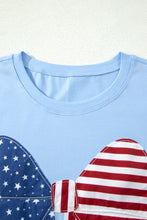 Load image into Gallery viewer, Beau Blue Patriotic Big Bow Stitched T Shift Mini Dress
