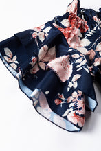 Cargar imagen en el visor de la galería, Blue Ruffle Off Shoulder Flounce Sleeve Floral Blouse
