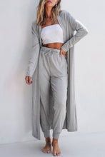 Cargar imagen en el visor de la galería, Light Grey Split Long Cardigan and Skinny Pants Lounge Set
