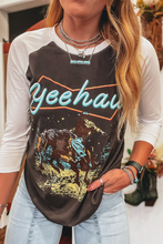 Cargar imagen en el visor de la galería, Brown Western Yeehaw Graphic Vintage Raglan Long Sleeve Top
