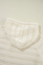 Cargar imagen en el visor de la galería, White Pointelle Knit Raglan Sleeve Hooded Sweater
