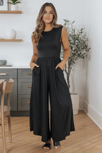 Cargar imagen en el visor de la galería, Black Open Back Wide Leg Jumpsuit
