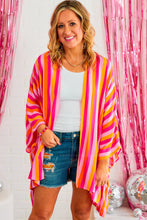 Cargar imagen en el visor de la galería, Rose Stripe Wide Sleeve Open Front Kimono
