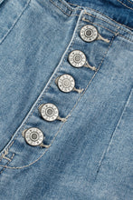 Load image into Gallery viewer, Dusk Blue Multi Buttons Medium Wash Straight Loose Leg Jeans
