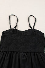 Cargar imagen en el visor de la galería, Black Spaghetti Straps Smocked Front Slit Buttoned Dress
