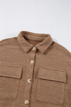 Load image into Gallery viewer, Dark Khaki Solid Color Corduroy Buttoned Long Sleeve Shacket
