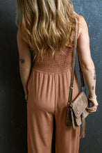 Load image into Gallery viewer, Dusty Pink Ruffled Shirred Wide Leg Sleeveless Jumpsuit
