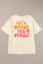 Load image into Gallery viewer, Yellow Cream Back LET&#39;S WATCH THE SUNSET Print Half Sleeve Tee
