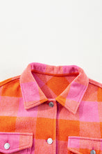 Cargar imagen en el visor de la galería, Orange Plaid Chest Pockets Button-up Turn Down Collar Jacket
