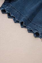 Load image into Gallery viewer, Sail Blue Scalloped Hemline Acid Wash High Waist Denim Shorts
