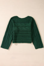 Cargar imagen en el visor de la galería, Blackish Green Hollow-out Cable Knit Cropped Sweater
