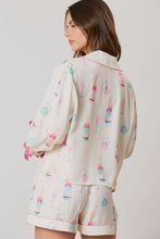 Load image into Gallery viewer, White Christmas Wine Glass Print Bow Knot Two Piece Pajama Set
