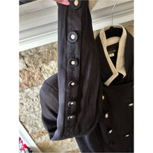 Load image into Gallery viewer, Vitage Jan Barboglio Black Military-Style Double-Breasted Jacket with Cream Trim
