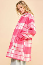 Cargar imagen en el visor de la galería, Davi &amp; Dani Plaid Open Front Drop Shoulder Longline Coat
