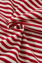 Cargar imagen en el visor de la galería, Red Stripe Bowknot Cutout Back Drop Shoulder Wide Bracelet Sleeve Loose Tee
