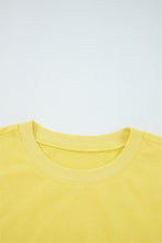 Load image into Gallery viewer, Yellow Cream Drop Shoulder Puff Sleeve Crop Pullover Drawstring Wide Leg Pants Set
