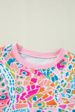 Cargar imagen en el visor de la galería, Pink Abstract Printed Drop Shoulder Loose Sweatshirt
