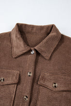 Cargar imagen en el visor de la galería, Chestnut Corduroy Flap Pocket Button Up Shacket
