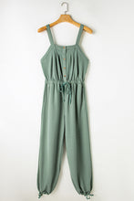 Cargar imagen en el visor de la galería, Moss Green Knotted Straps Button Textured Drawstring Jumpsuit
