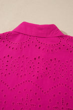 Cargar imagen en el visor de la galería, Rose Red Solid Color Eyelet Embroidered T Shirt Mini Dress
