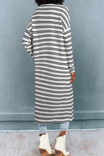 Cargar imagen en el visor de la galería, Black Stripe Print Open Front Duster Cardigan
