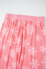 Load image into Gallery viewer, Pink Christmas Snowflake Print Two Piece Loungewear
