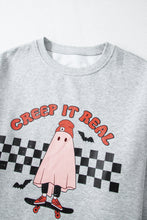 Cargar imagen en el visor de la galería, Light Grey Creep It Real Ghost Print Plus Size Sweatshirt
