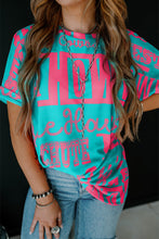 Load image into Gallery viewer, Green Howdy Cowboy Letter Printed Western Fashion Tee
