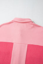 Load image into Gallery viewer, Peach Blossom Two Tone Contrast Waffle Knit Buttoned Loose Shacket
