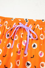 Load image into Gallery viewer, Orange Halloween Print Lapel Shirt Long 2pcs Pajama Set
