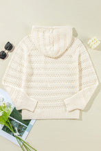 Load image into Gallery viewer, White Pointelle Knit Raglan Sleeve Hooded Sweater
