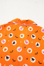 Load image into Gallery viewer, Orange Halloween Print Lapel Shirt Long 2pcs Pajama Set
