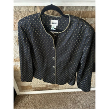 Cargar imagen en el visor de la galería, Vintage Leslie Faye Black &amp; Gold Studded Women's Blazer Jacket
