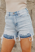 Load image into Gallery viewer, Light Blue Vintage Washed Raw Edge Jean Shorts
